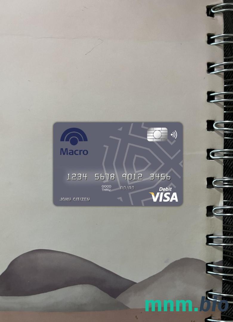 Argenitina Banco Macro S.A bank wygląd zdjęcia karty wizowej skan PSD + zdjęcie